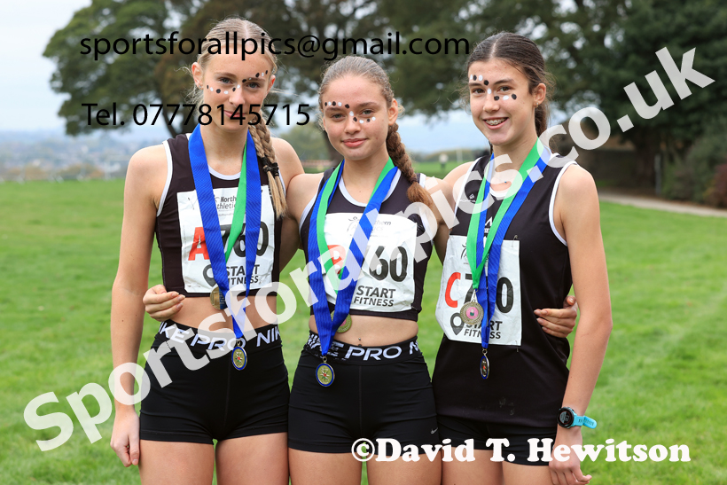 Womens Under-17s relay, 2025 Northern Cross Country Relays, Graves Park, Sheffield. Photo: David T. Hewitson/Sports for All Pics